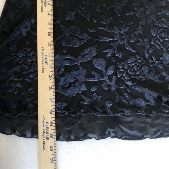 Chelsea & Theodore Size Small Black Velvet Burnout Top Sheer Flare Sleeves - Picture 10 of 12